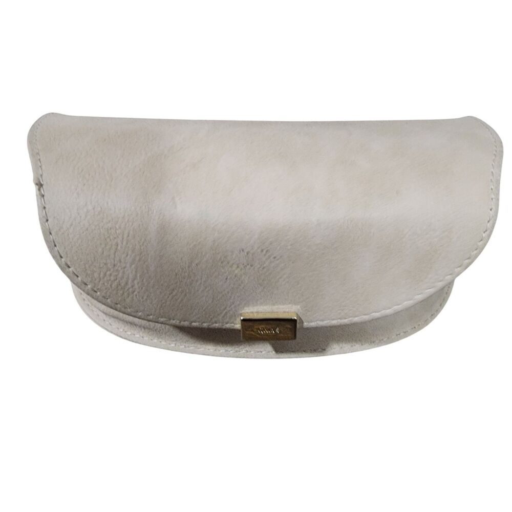 Chloe Ivory Leather Eyeglass Sunglasses Case Gold Logo Snap Closure Authentic